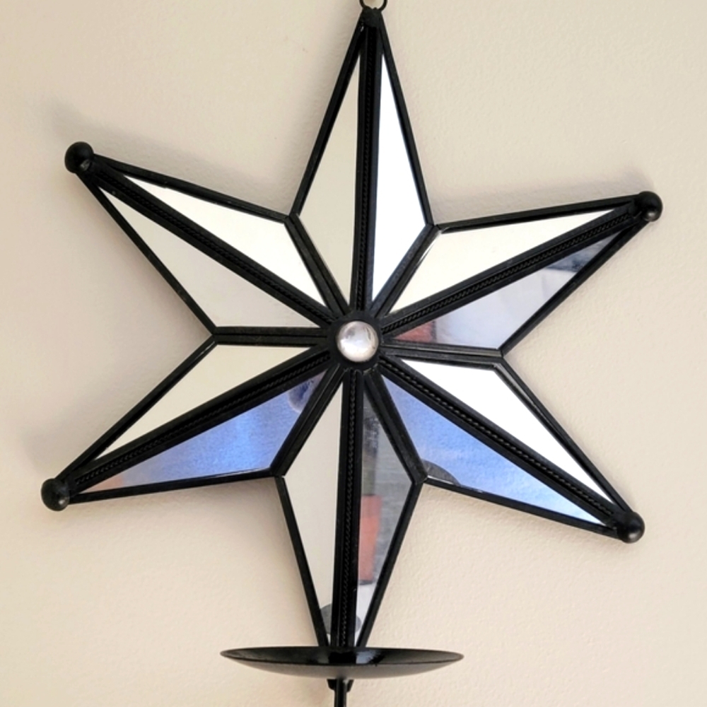 Pair-Mirrored Star Wall Sconces - Picture 2 of 4